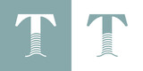 Fototapeta Do przedpokoju - Logo Nautical. Letra inicial T con olas de mar