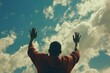 Seeking God's guidance: A man with raised hand