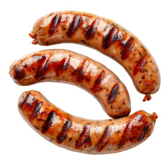 Wall Mural - Grilled sausages isolated on transparent background Generative Ai.
