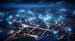 Glowing Urban Network: Futuristic Cityscape Integration