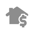 House price, real estate vector icon. Home and dollar sign, mortgage symbol.