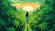 woman in cannabis plantation outdoor field illustration