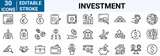 Fototapeta Zachód słońca - Investment web icons in line style. Return. Capital, sales, dividend, roi, profit, collection. Vector illustration. Editable stroke.