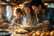 Family Cooking Together in a Rustic Home Kitchen