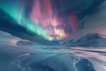 Wall Mural - the northern lights as they dance across the night sky over a seren - generative ai