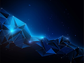 Wall Mural - futuristic polygonal shape technology with dots connection
