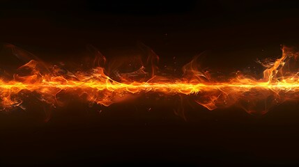 Wall Mural - fiery abstract line on a black background. dynamic flame wave. energy and heat concept. ideal for ba