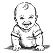 Cute little smiling baby. Hand drawn cartoon doodle vector illustration.