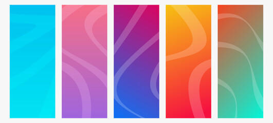 Poster - Set of modern gradient backgrounds with wave line