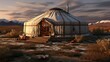 A photo of a Yurt Emphasizing Modern Simplicity