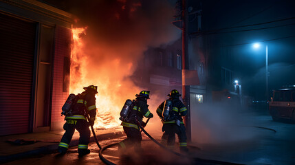 Canvas Print - firefighters in action