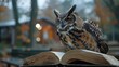 Owl Perched on Open Book