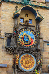 Wall Mural - Prague astronomical clock or Prague Orloj is a medieval astronomical clock attached to the Old Town Hall in Prague, Czech Republic