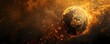 Disintegrating Earth Globe Engulfed in Flames Symbolizing Global Warming s Devastating Impact