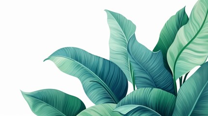 Abstract watercolor banana tree leaves on white background botanical digital art