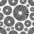 Flowers seamless pattern isolated on white background. Abstract round organic shapes seamless pattern. Vector black and white vector background. Flat design vector background.