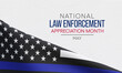 Law enforcement appreciation Month is observed every year in May, to thank and show support to our local law enforcement officers who protect and serve. 3D Rendering