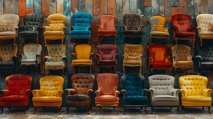 a collage of empty chairs in various settings, symbolizing the absence of companionship