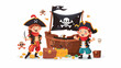 Pirate kids rascals girls and boys in hats