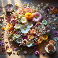 Poster - cup of tea with flowers