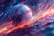 close shot of baseball running in field with different colors representing its speed with a big space for text or product advertisement, Generative AI.