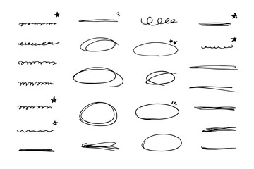 hand drawn pen scribbles doodles scrawls underlines circles lines, transparent background png