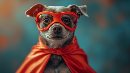 Wall Mural - A dog dressed as a superhero with a cape and goggles