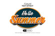 Hello Summer Text Effect 3D Style. Editable Text Effect.
