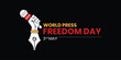 © 2D - world press freedom day or World Press Freedom Day or World Press Day to raise awareness of the importance of freedom of the press. End Impunity for Crimes against Journalism, Independent of media