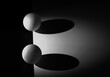 Spheres with shadows abstract art in black and white