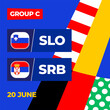 Slovenia vs Serbia football 2024 match versus. 2024 group stage championship match versus teams intro sport background, championship competition.