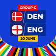 Denmark vs England football 2024 match versus. 2024 group stage championship match versus teams intro sport background, championship competition.