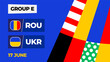 Romania vs Ukraine football 2024 match versus. 2024 group stage championship match versus teams intro sport background, championship competition.