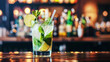 Mojito cocktail on bar counter