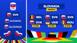 Slovakia football 2024 match versus set. National euro team flag 2024 and group stage championship match versus teams.