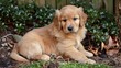 A charming golden retriever puppy appears very attractive