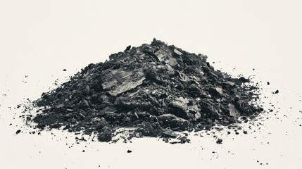 Artistic abstract image of isolated ash pile on white background for Ash Wednesday Lent or funeral with vintage grunge style