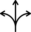 Triple separated arrows icon design in linear style.