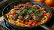 beef cooked  with pasta