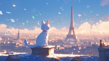 Kitten At The Eiffel Tower