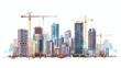 Wide banner illustration of buildings under construct