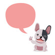 Vector cartoon character cute french bulldog with speech bubble for design.