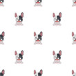 Vector cartoon character cute french bulldog seamless pattern background for design.