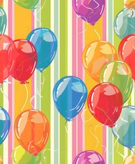 Wall Mural - seamless pattern of colorful balloons watercolor