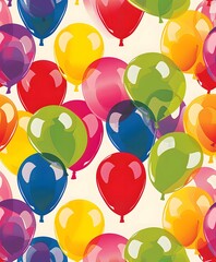 Wall Mural - seamless pattern of colorful balloons watercolor