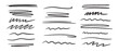 © Animado - Marker scribble elements collection. Hand drawn strokes, underlines, wave brush marks.Vector set isolated on white background.