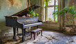 altes kaputtes Klavier in einem Haus, lost place