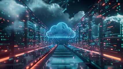 Aufkleber - Futuristic Cloud Computing Concept in Cyber Data Center