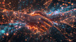 Digital Connection Concept with Glowing Handshake Network