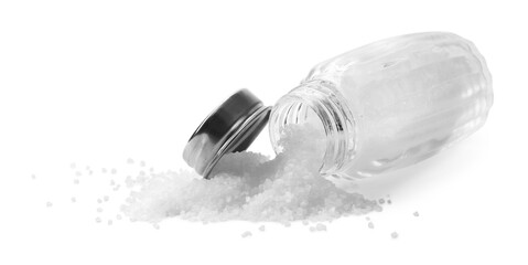 Wall Mural - Natural salt in shaker isolated on white